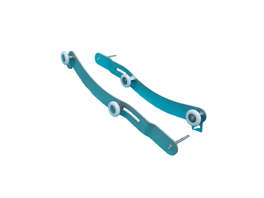 Topbeslag med boogieruller med bue