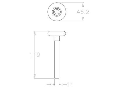 Kørerulle 2" kort standard Rustfri stål