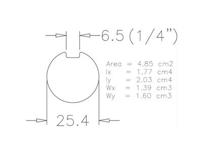 Aksel 1" massiv med notgang, L=6000mm