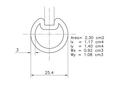 Aksel 1" rør med notgang, galv. L=6000mm