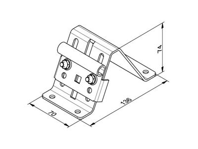 Tophængsel, inkl. rulleholder, bolte og skruer, galvaniseret
