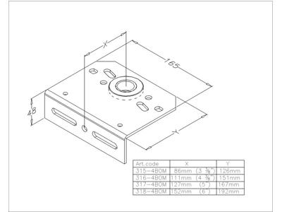 Vinkellejeplade, 4,0mm incl. 1" leje,