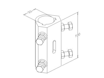 Kobling for 1 1/4" aksel, sølv L=100mm