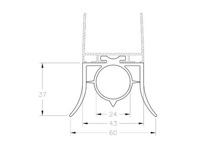 Bundgummi for DW m. t-spor, EPDM
