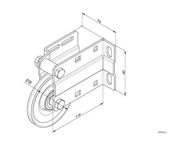 Wirehjul, galv. (Vertical løft) Venstre