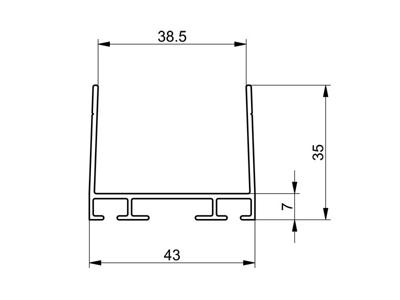 Top/bund profil, alu, for 40mm panel L=6090mm