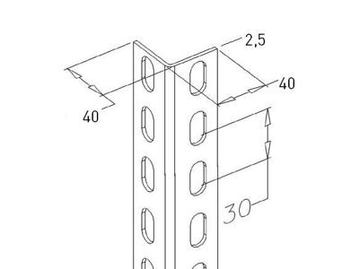 Ophængsjern 40x40x2.5 mm L=3000 mm