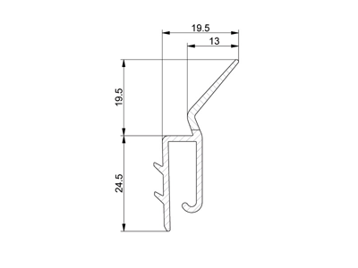 Sidetætning for FF vinkelskinne, grå PVC