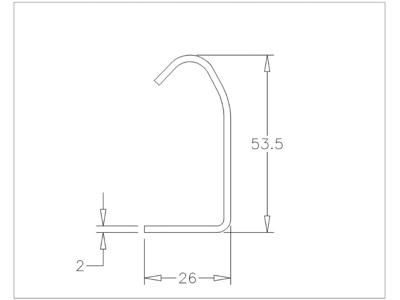 Køreskinne 2", lodret, galv L=5000mm