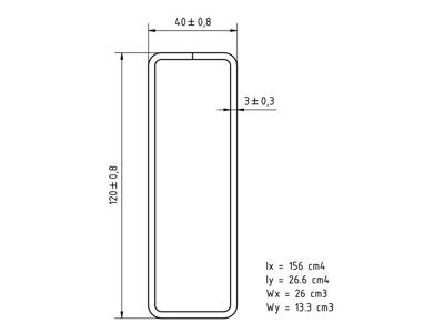 RHS profiler 120x40x3mm, L=6000mm