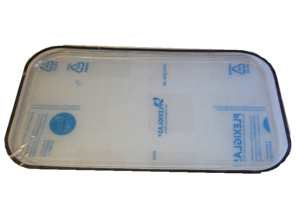 Akryl rude 60R m. runde hjørner u. ramme