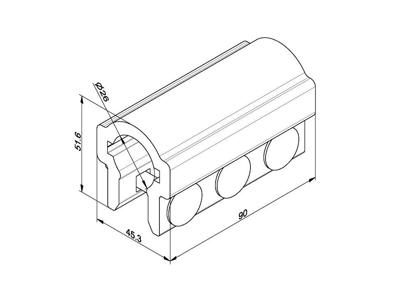 Kobling for 1" aksel, L=90mm