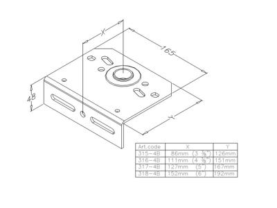 Vinkellejeplade, 4,0mm incl. 1" leje,